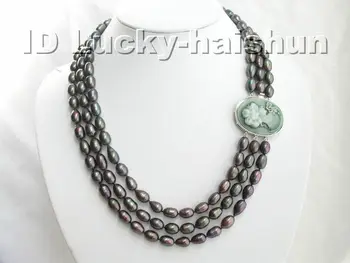 

Hot sale new Style >>>>17"-19" natural peacock black pearls necklace cameo cla