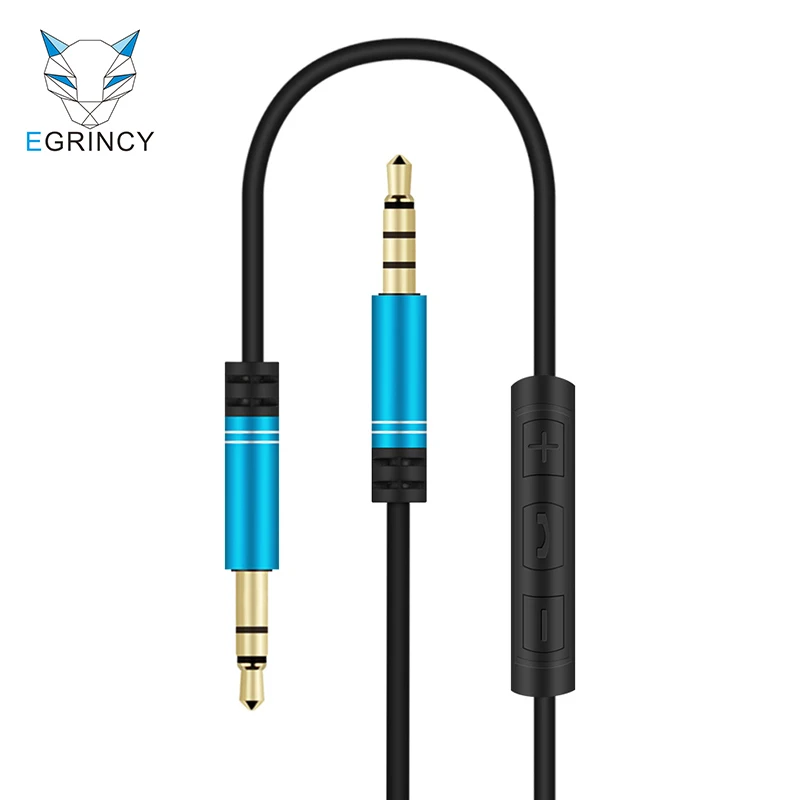 Купить EGRINCY мм 3,5 мм AUX Jack аудио кабель с микрофоном между мужчинами громкой связи динамик в линии дистанционное управление стерео кабель для автомо...