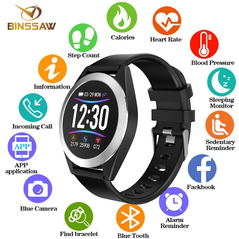 

2019Smart watch IP67 waterproof Color screen Activity Fitness tracker Heart rate Blood pressure ECG monitor Men women smartwatch