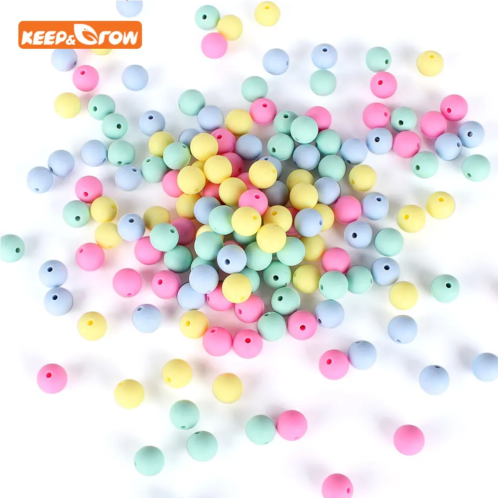 

Keep&grow 100pcs Silicone Beads Round 12mm Baby Teething Necklace Chew Beads For Pacifier Clips Jewelry Making Teething Toys