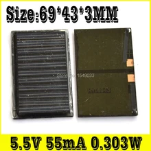 10 шт. 5,5 В 50mA 0,303 Вт Размер 69*43*3 солнечные панели фотоэлектрический модуль PV модуль солнечной энергии