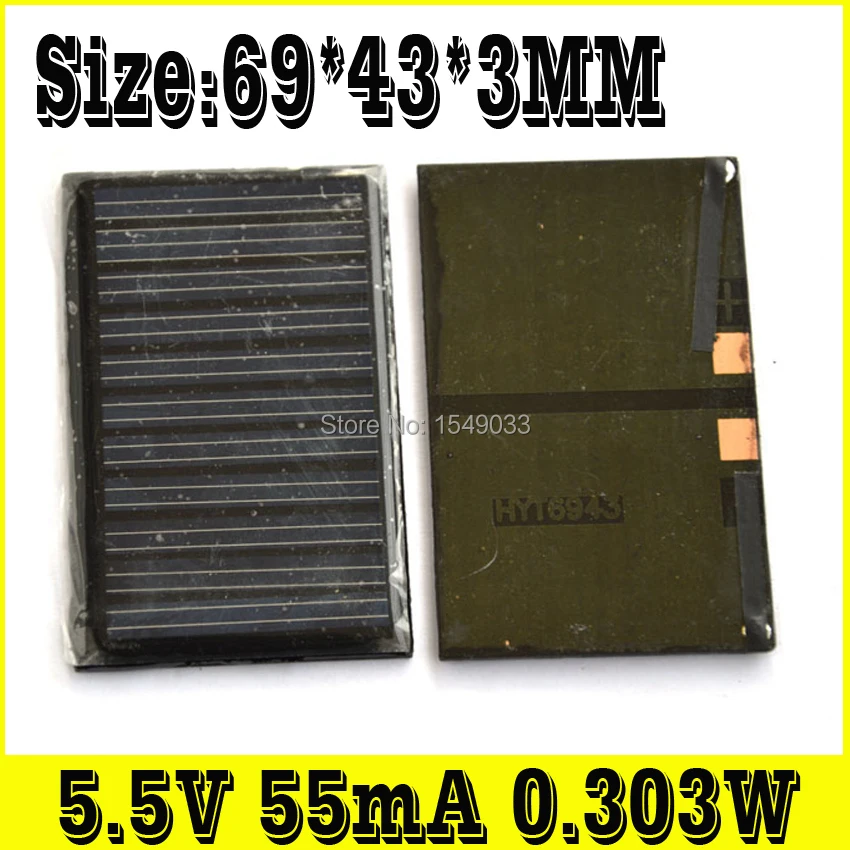 NEW 10pcs 5.5V 50mA 0.303W Size 69*43*3 solar panels photovoltaic module PV module Solar Power NEW 10pcs 5.5V 50mA 0.303W Size 69*43*3 solar panels photovoltaic module PV module Solar Power