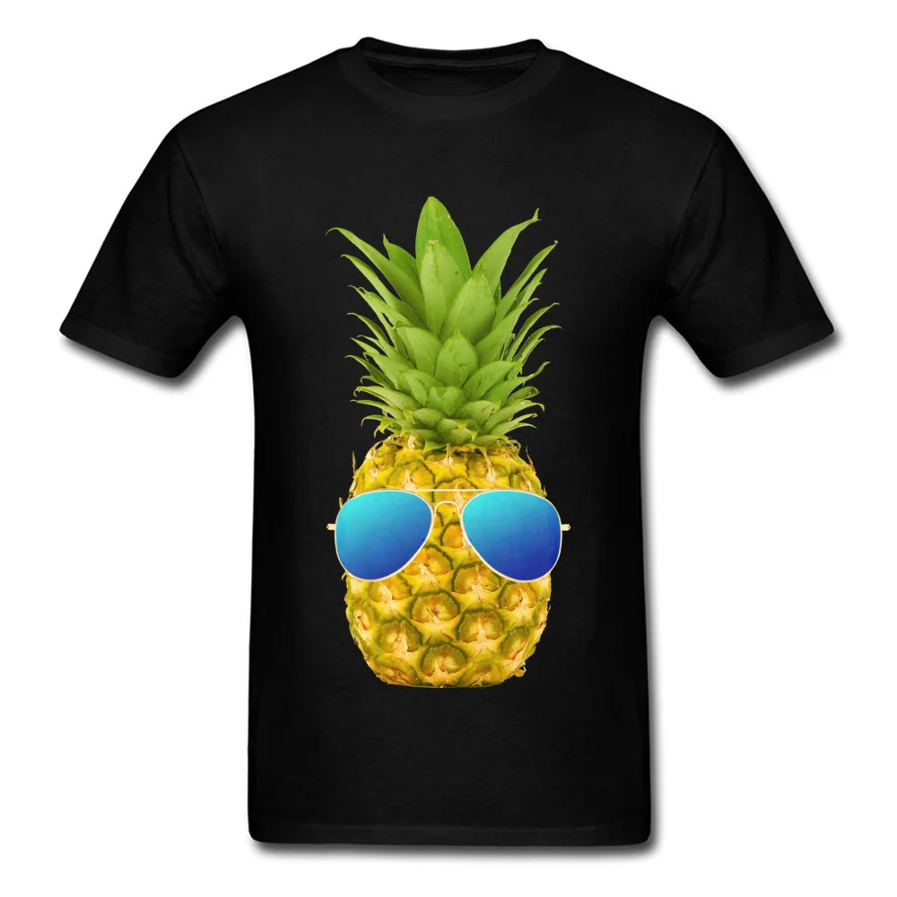 Cool Pineapple Men's 2018 Fashion Funny Tops Shirts Round Neck NEW YEAR DAY Cotton T Shirt Custom Short Sleeve T Shirts Cool Pineapple black