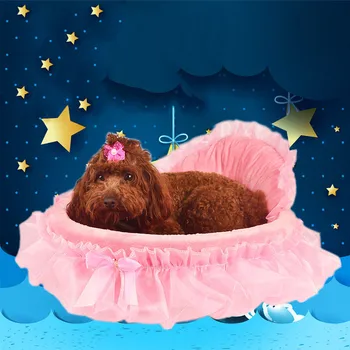 

2017 Pink/Purple Pet Dog Puppy Princess Bows Lace Heart Elegant Lovely Bed Doghouse Fabric Cotton Pet Warm Bed 49% OFF