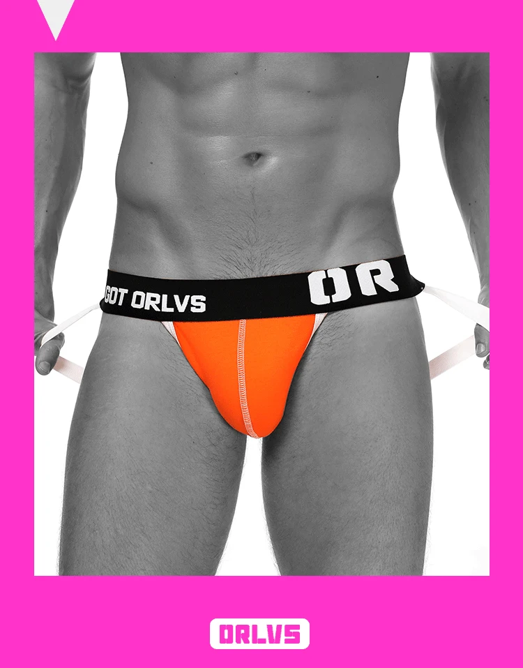 ORLVS Men Panties Jockstrap Cotton Underwear Mens Underpants Sexy Briefs Gay Underpants Male Thongs Slips Homme Jock Strap men's low rise briefs