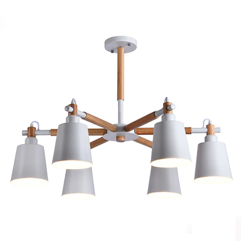 

Nordic Living Room Chandelier E27 With Iron Lampshade Restaurant Suspendsion Lighting Fixtures Lamparas Colgantes Wooden Lustre