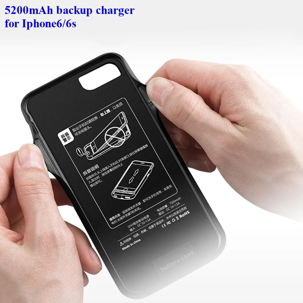 

Portable Charging Case For iphone6/6s 5200mAh Battery Power Bank Backup Charger Case with free shipping