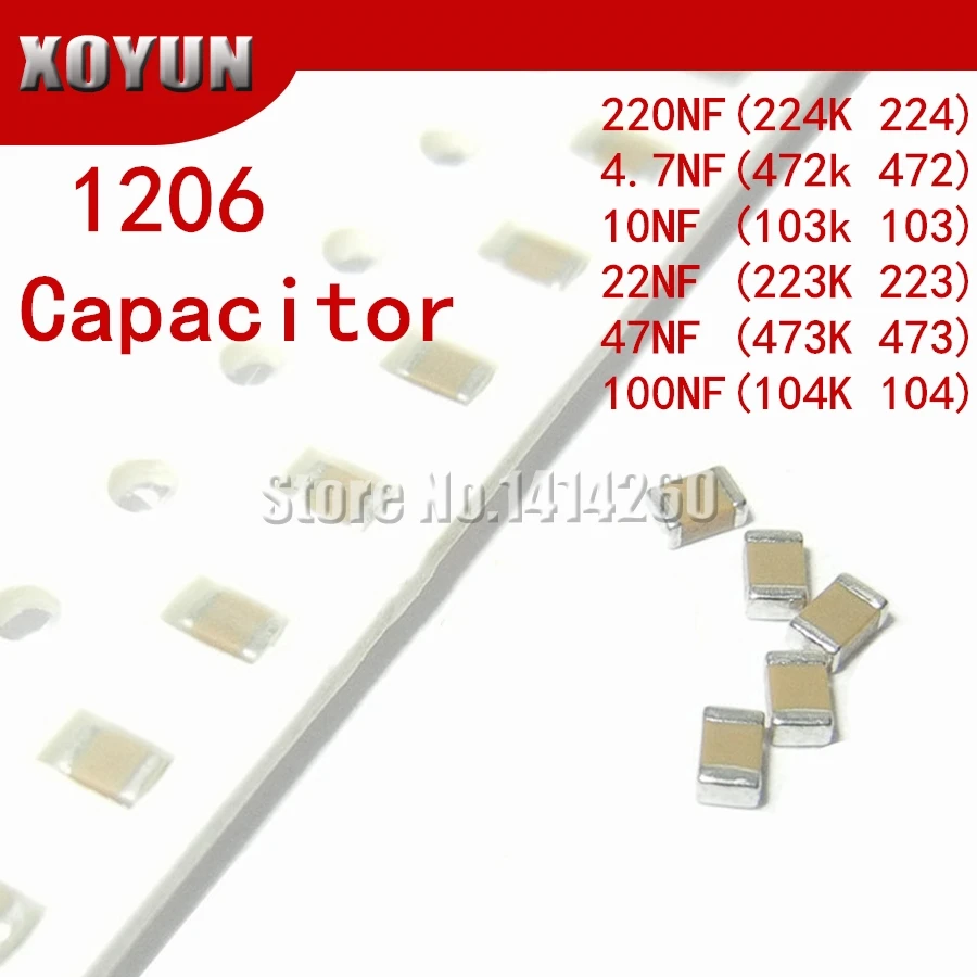 100 шт. 1206 10nF 103K 250V X7R Error 10% SMD керамический конденсатор MLCC 4.7NF 10NF 22NF 47NF 100NF 220NF 472 103 223 473
