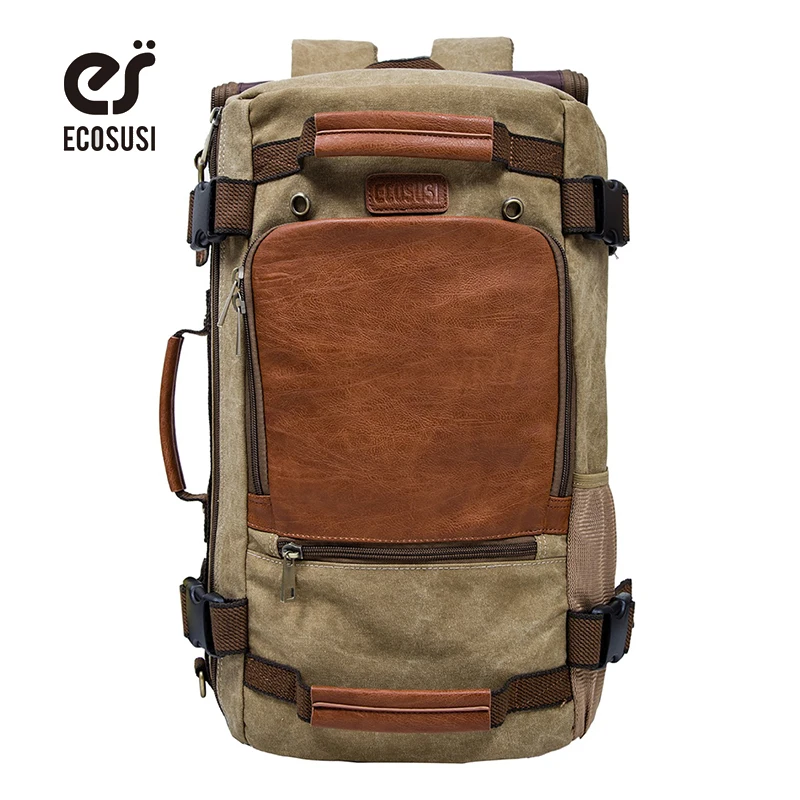 

ECOSUSI Brand Men's Backpack Canvas Travel Backpacks Men Travel Bags Functional Laptop Backpack Functional Shoulder Bags