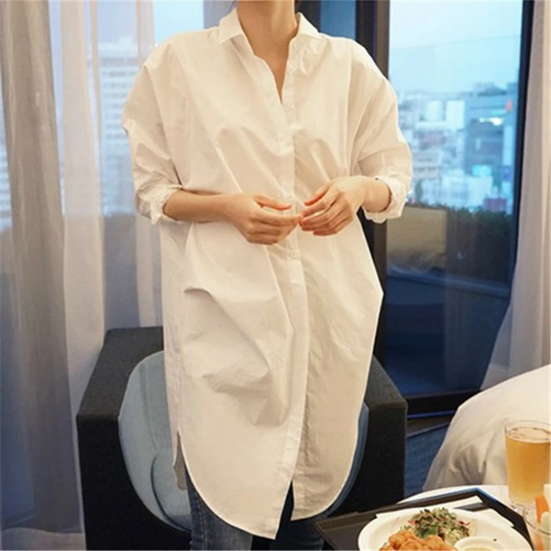 spring women's clothing dress fashion The New Loose Summer dress Large size Long sleeve shirt dress Long skirt Women's clothing
