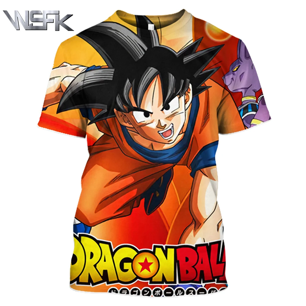 WSFK аниме Dragon Ball Z футболка с 3D принтом Гоку крутая Повседневная коротким рукавом в