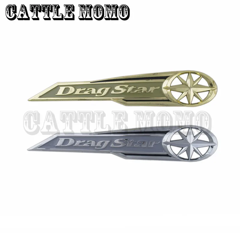 Classic Chrome Dragstar Gas Tank Badge Emblem Drag Star Decalcomanie Adesivi Per Yamaha Vstar Xvs Xv 400 650 Silver Gold Color Decalcomanie