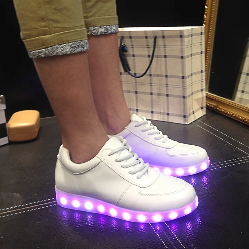

11 Colors Hot Sale Fashion Unisex Glowing Shoes Lace-up Men High Quality LED Luminous Shoes Casual Shoes x765