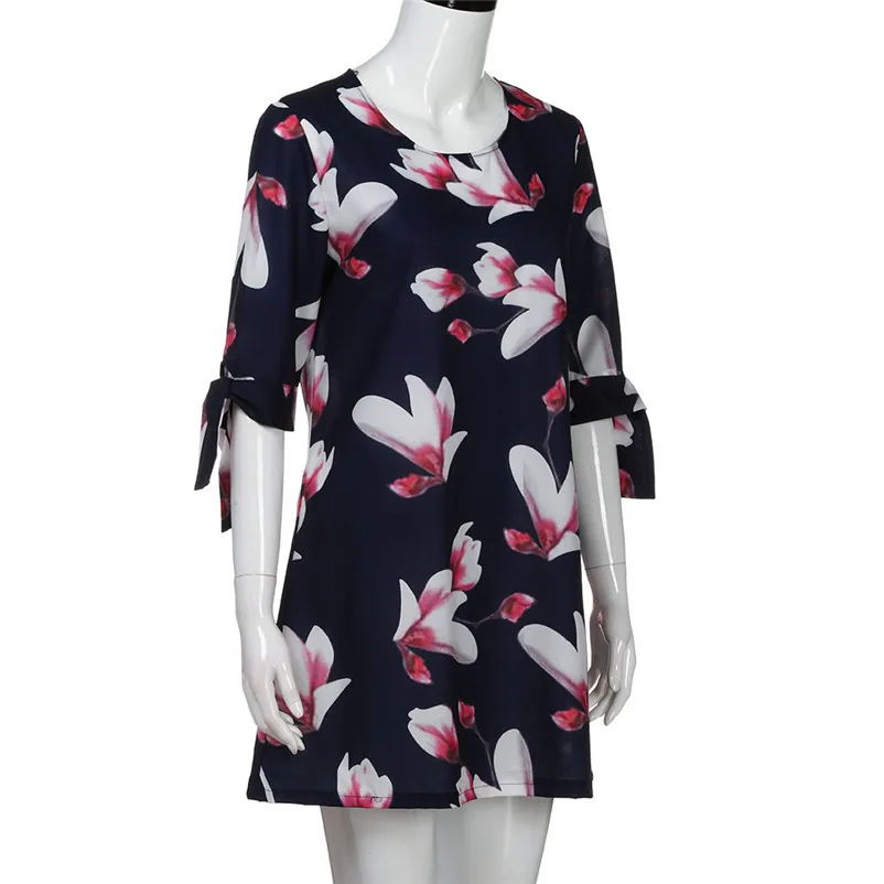 2018 HOT sell Dress summer Womens beach Floral Print Bowknot Sleeves Cocktail Mini Dress Casual Party Dress vestidos J07#N  (6)