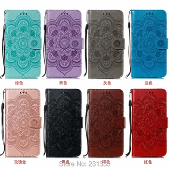 

C-ku Mandala Flower Wallet Leather Pouch Case For Huawei Y5 2019 Y9 2018 Honor 9 Lite 7C Strap Stand Card TPU Skin Cover 100PCS