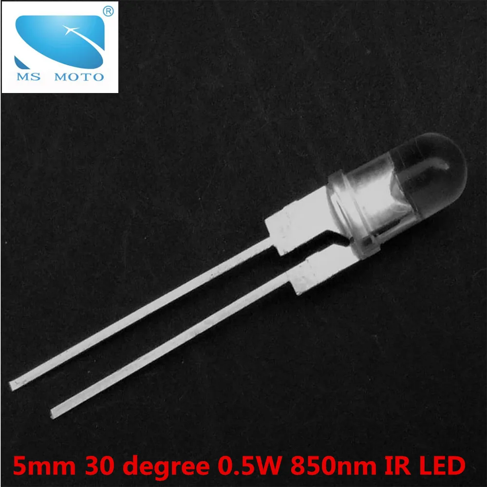 2pcs/lot 5mm 0.5W 850nm IR LED Infrared Light Emitting Diode High Power ...