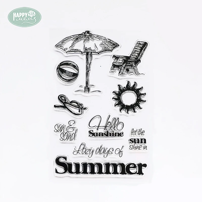

Happymems summer clear stamps for scrapbooking explore card making decoration paper craft Seaside Enjoy rubber stamps