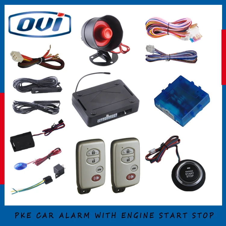 Car Alarm Kit Passive Entry System, Start Stop Push Button, Remote Lock