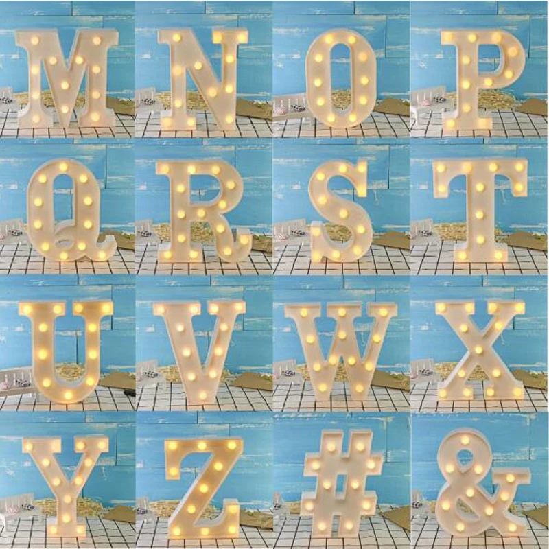 Digital Letter LED Night Light Marquee Sign Alphabet Lights Lamp Home Club Outdoor Indoor Wall Decor Valentine's Day Gift (4)