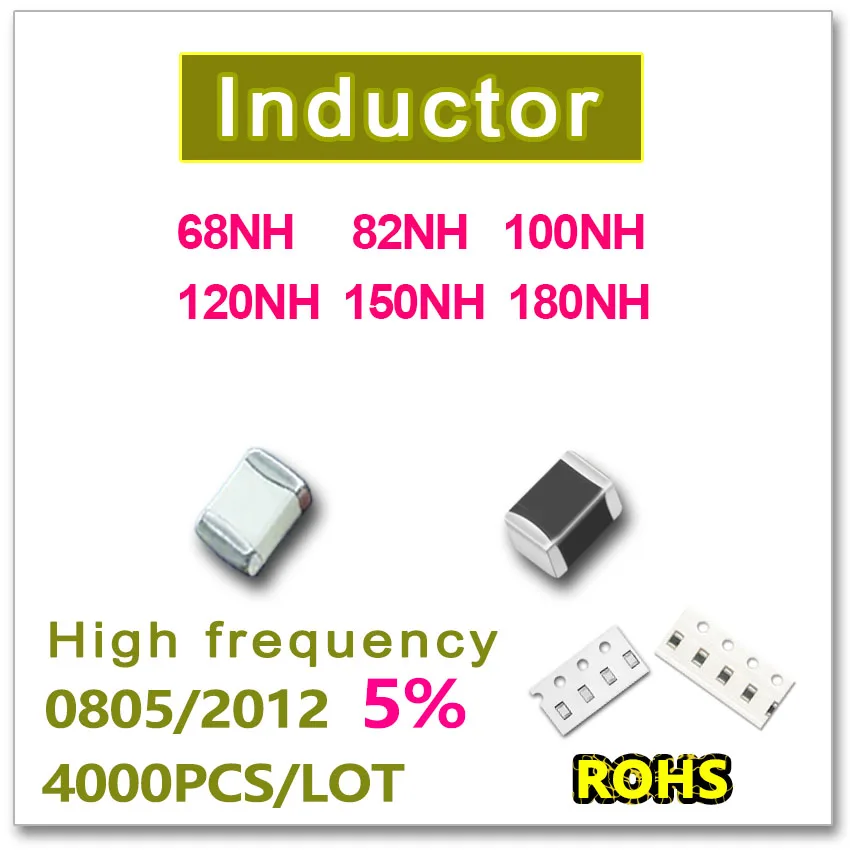 

JASNPROSMA 0805 2012 4000PCS SMD Multilayer High Frequency Inductor 5% 68NH 82NH 100NH 120NH 150NH 180NH New high quality