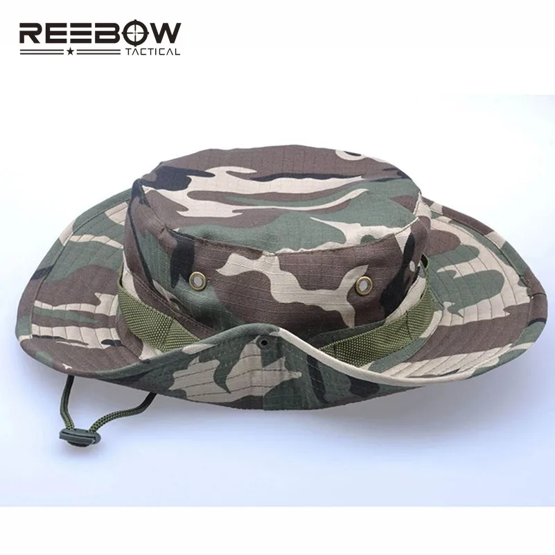 REEBOW тактическая шапка Boonie, военная, мужская, женская, для путешествий, камуфляжная, Панама, Армейская, тренировочная, альпинистская, Армейская, с поездом