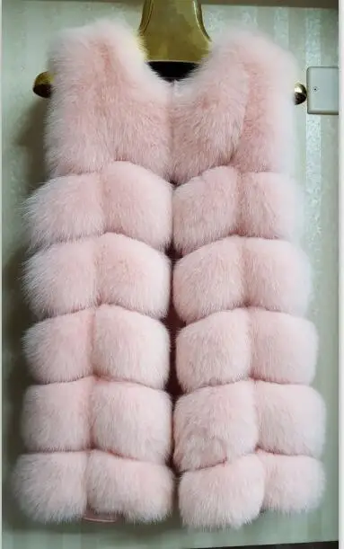 Натуральное меховое пальто для женщин, роскошная Лисичка, Длинная часть, в основном подходит для нового жилета-по всему лисьему меху - Цвет: Pink