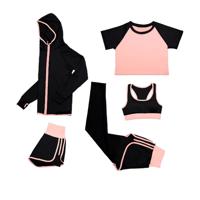 5 Pcs Yoga Set Tracksuit Fitness Gym Sportswear Clothes Quick-drying Sports Jogging Suits Bra Running Pants Xxxl | Спорт и