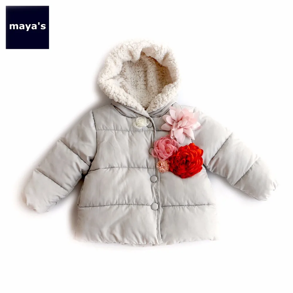 

Mayas Medal Patch Grey Solid Color Kid Winter Down Cotton Soft Breathable Jacket PTT/PET SUSTANS Down Toddler Warm Outwear 75171