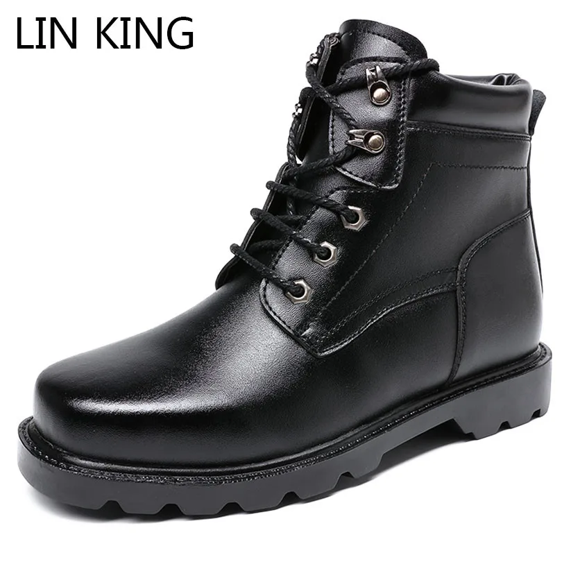 

LIN KING Big Size Men Ankle Boots Waterproof Martin Boots Spring Autumn Lace Up Outdoor Short Botas Man Desert Combat Army Boots