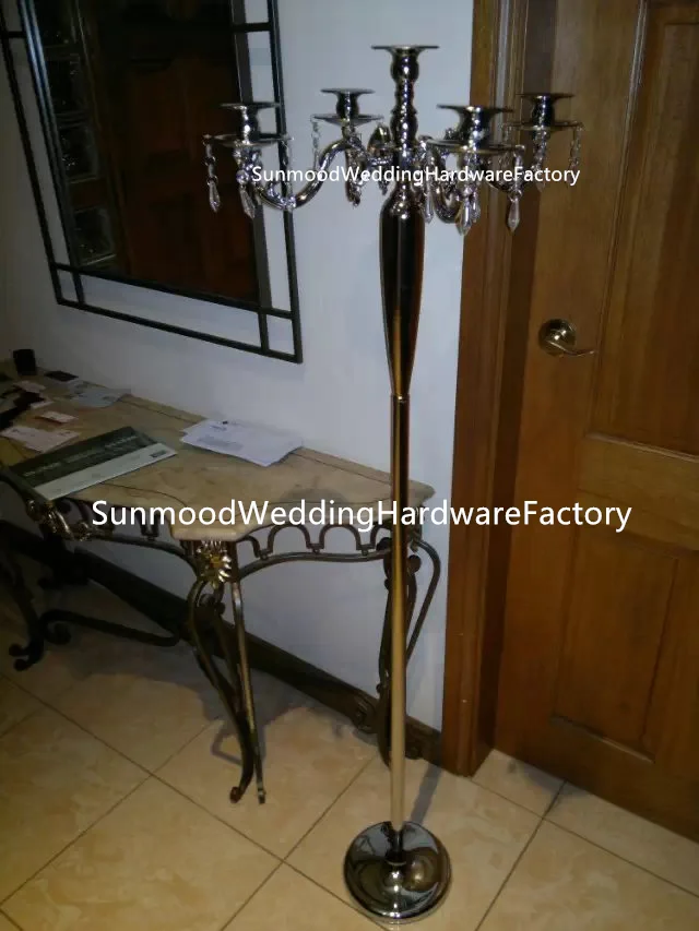 3.5feet )tall hannging Crystal and metal candle holders/tall 5 arms