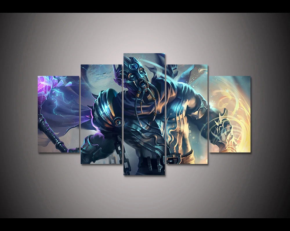 Game poster 5 panel printed canvas painting World of Warcraft painting