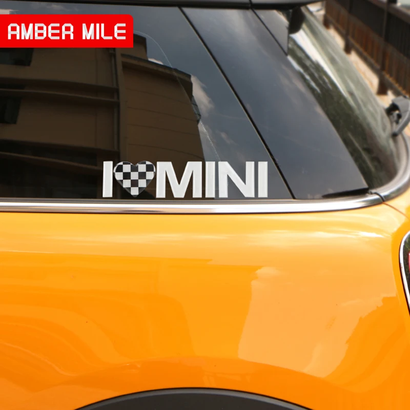 Наклейки AMBERMILE I LOVE MINI для кузова автомобиля наклейки Mini Cooper R56 R60 R55 R53 R50 F56 F55 F54 F60 JCW