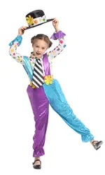 Deluxe для мальчиков и девочек Костюмы Клоуна Косплэй шляпа ведьмы ролевой игры комплект одежды костюм для детей на Хэллоуин Вечерние