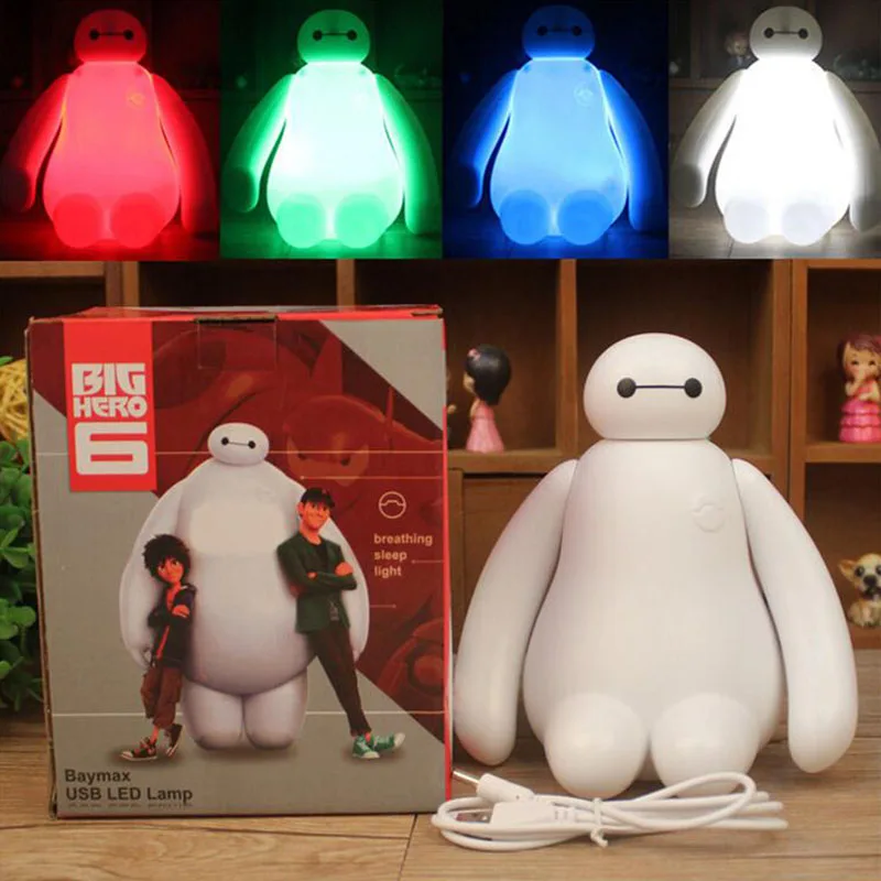 Меняющий цвет большой герой 6 Baymax USB зарядка светодиодный ночник настольные лампы подарок для малышей Детские лампы