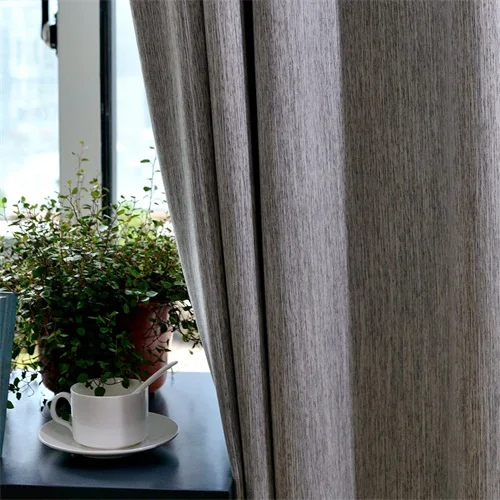 

Solid Faux Linen Blackout Curtain Thermal Insulated Drapes Noise Blocking Window Curtains Blinds for Bedroom Living Room