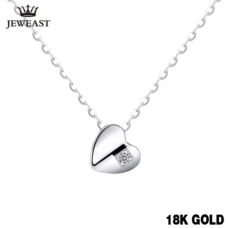White 18k Gold Diamond necklace Pendant girl lovey Chain charm Valentine's Day cut Gift Genuine trendy party good new Custom