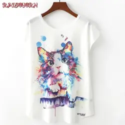 RAISEVERN Для женщин кошка Футболка Harajuku Лето Забавный Фламинго Футболка с принтом Femme Camisetas Mujer изящные элегантные Фламинго рубашка