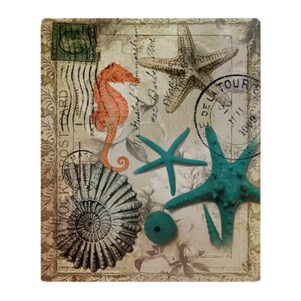 Nautical Seashells Beach Decor Soft Coral Fleece Fabric Throw Blanket