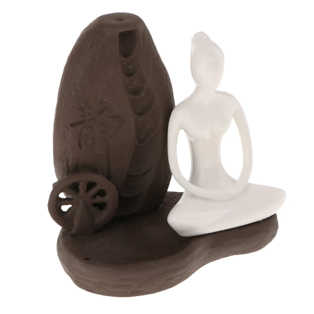 1 Piece Ceramic Backflow Yoga Girl Incense Burner Home Yoga Room Study Decor - Color: B