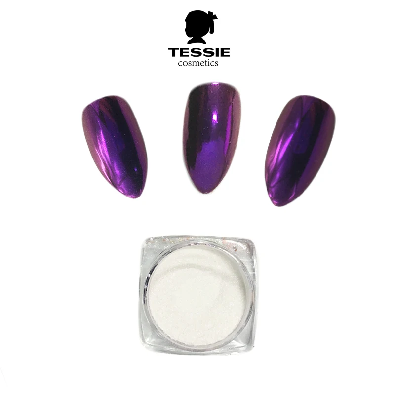 tessie shop Chameleon nail powder purple Chrome Stiletto nails nail