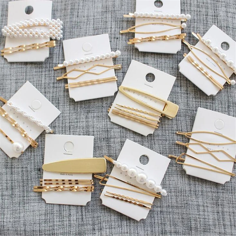 

Korean Style Sweet Pearls Alloy Women Girls Hair Clips Hairpins Girls Retro Gold Elegant Simple Design Hair Accessories Headwear