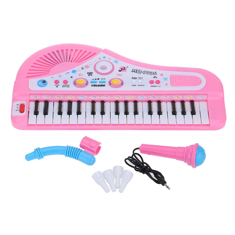 Teclas de Piano Brinquedo com Microfone Pratique a Reprodução de Música 37 Electone Mini Eletrônico Teclado Musical Crianças Set 4 Instrumento musical de brinquedo