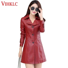 Высокое качество Для женщин Искусственная кожа средней длины кожаная куртка Для женщин Новинка года осень-зима Кожаные куртки пальто плюс Размеры M-4XL H385