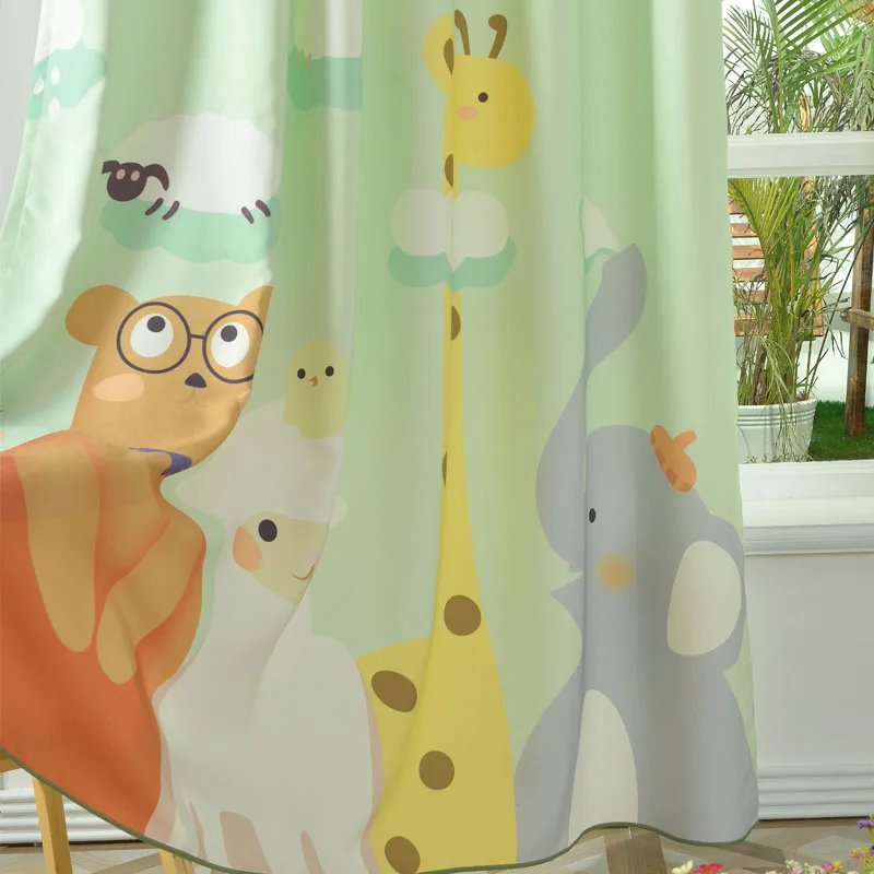 Nuevo diseño reino animal niños habitación cortina de lino de dibujos animados juegos de cortinas para.jpg Juegos de sala verde