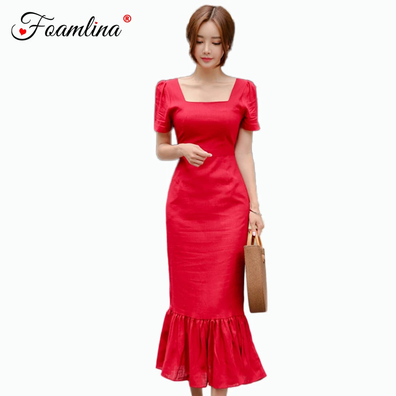 slim fit red dress
