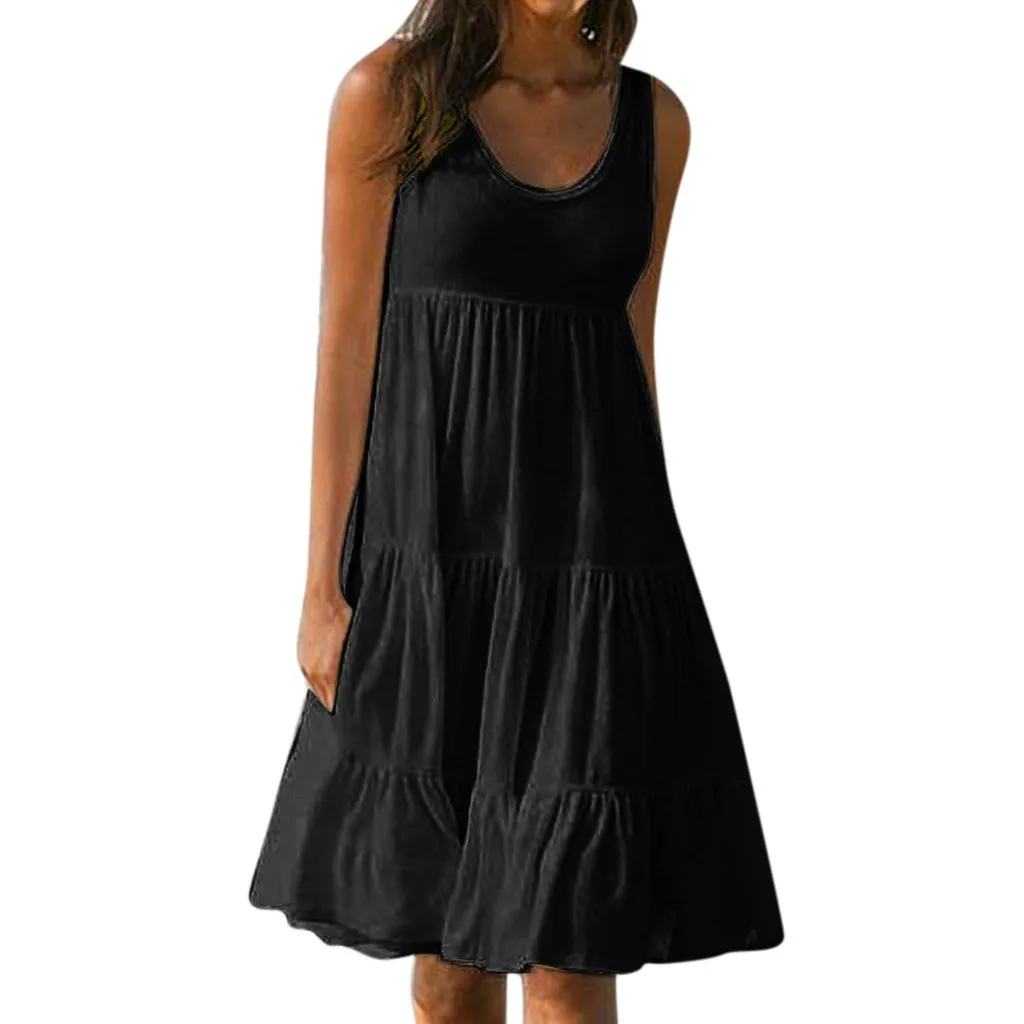 

2019 New Fashion Beach Dress Hot Style Women Maxi Dress Boho Sleeveless Evening Party Summer Beach Casual Long Sundress #New