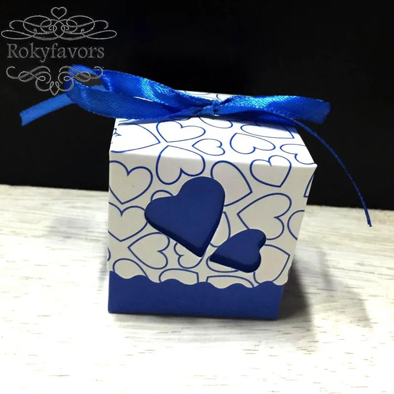 double heart candy box deep blue