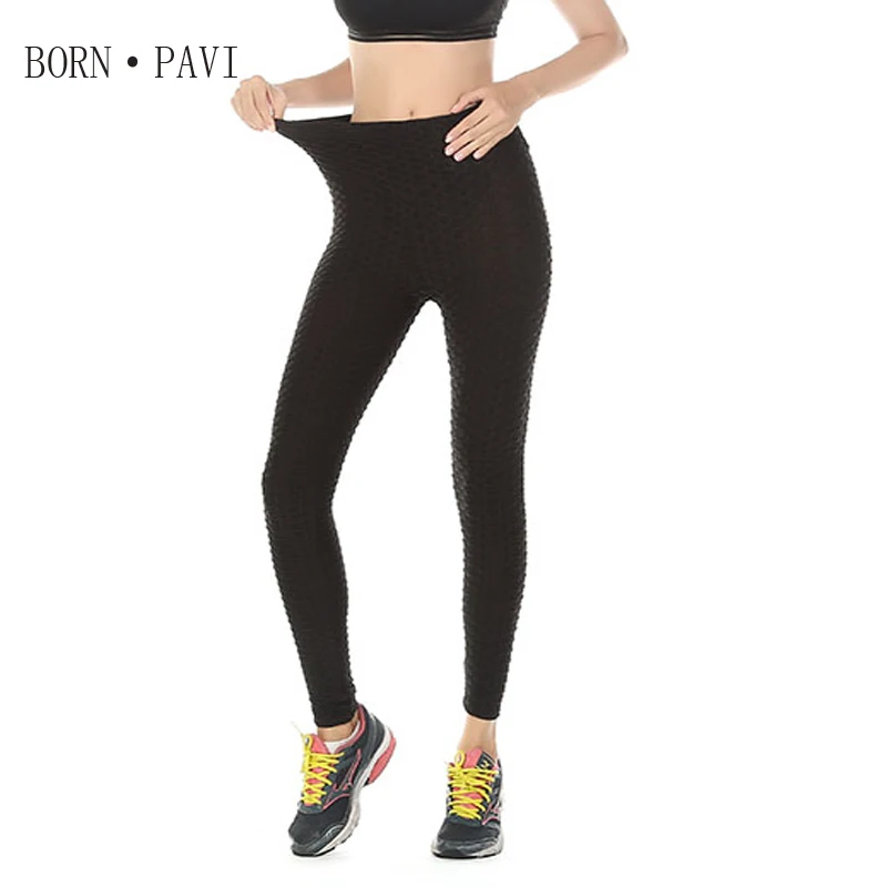 BORNPAVI Leggings For Women Sexy Push Up Workout Black High Waist