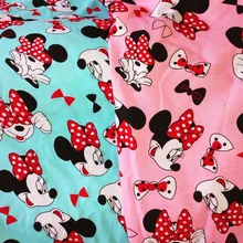 100*180 см Трикотажная хлопковая ткань с рисунком Микки и Минни Маус для шитья «сделай сам» Лоскутная работа одежда для родителей и детей одежда для малышей
