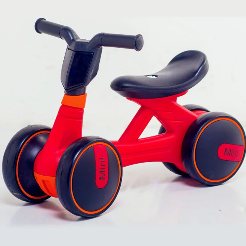 Четырехколесный детский беговел, легкий, портативный, для детей от 6 месяцев до 3 лет, детский беговел, велотренажер, без педалей - Цвет: red
